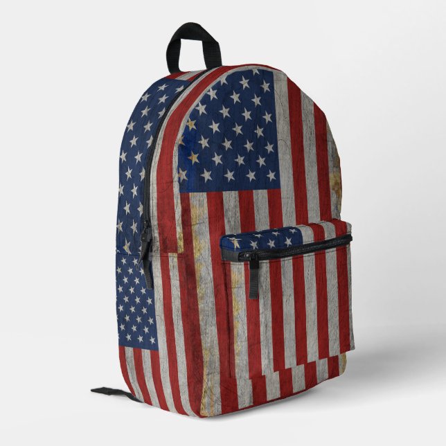 Distressed American Flag 4th of July Patriotic  Printed Backpack (Back Corner Left)