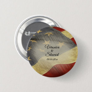 Distressed American Flag 6 Cm Round Badge