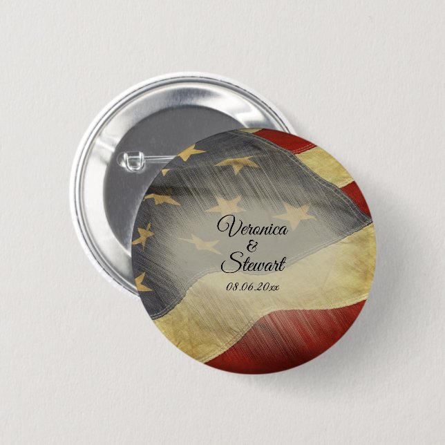 Distressed American Flag   6 Cm Round Badge (Front & Back)