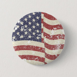 Distressed American Flag 6 Cm Round Badge