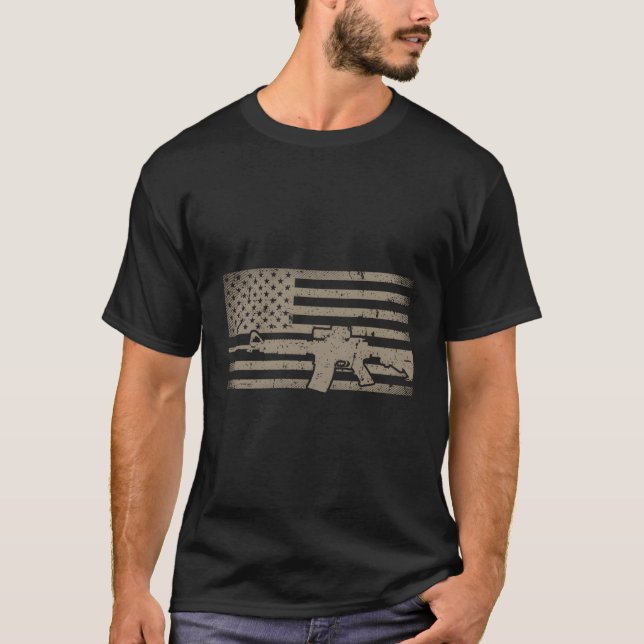 Distressed American Flag Ar15 For Gun Ar15 T-Shirt (Front)