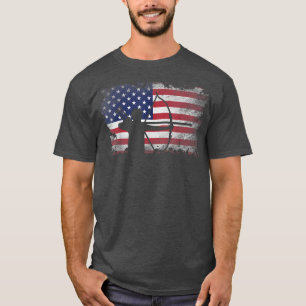 Distressed American Flag Archery USA Patriotic Gif T-Shirt