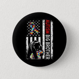Distressed American Flag Autism Big Brother Bear A 6 Cm Round Badge