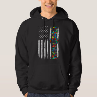 Distressed American Flag Autism Mama Family Matchi Hoodie