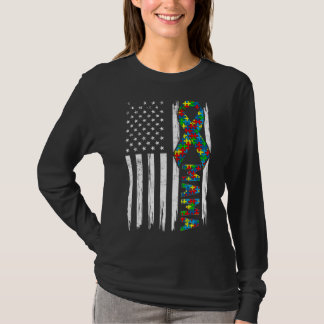 Distressed American Flag Autism Mama Family Matchi T-Shirt