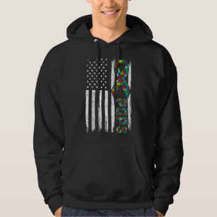 Distressed American Flag Autism Pops Family Matchi Hoodie