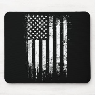 Distressed American Flag Black Mouse Pad