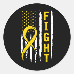 Distressed American Flag Childhood Cancer Awarenes Classic Round Sticker