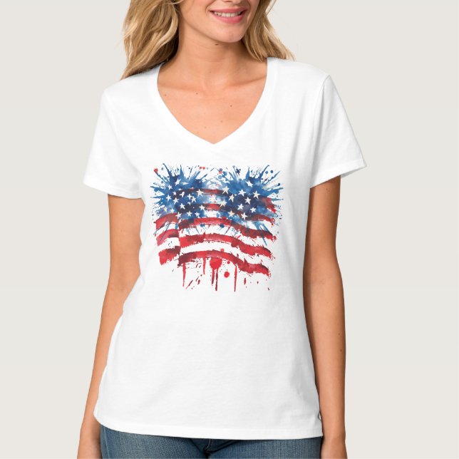 Distressed American Flag Christian Scripture Tee (Front)