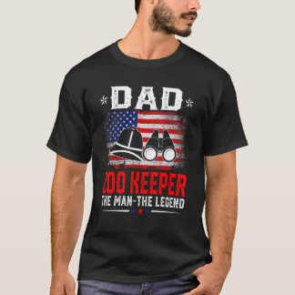 Distressed American Flag Dad Zoo Keeper The Legend T-Shirt