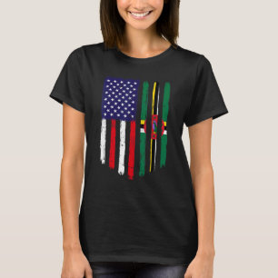 Distressed American Flag & Dominica Flag Patriotic T-Shirt