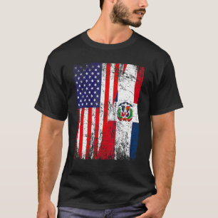 Distressed American Flag & Dominican Republic Flag T-Shirt