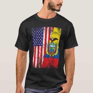 Distressed American Flag & Ecuador Flag Patriotic T-Shirt