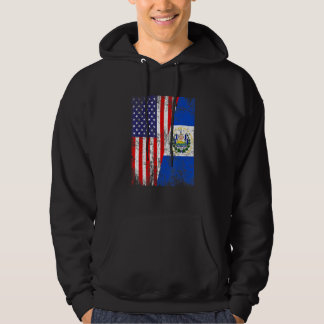 Distressed American Flag & El Salvador Flag Patrio Hoodie