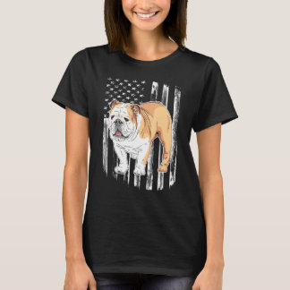 Distressed American Flag English Bulldog 4th Of Ju T-Shirt
