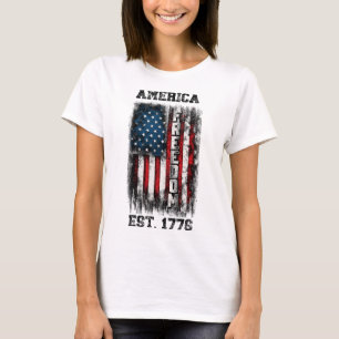 Distressed American Flag Freedom Est 1776 T-Shirt