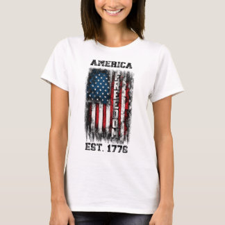 Distressed American Flag Freedom Est 1776 T-Shirt