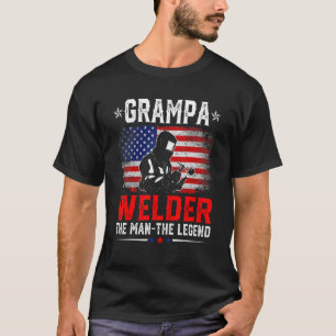 Distressed American Flag Grampa Welder The Legend  T-Shirt