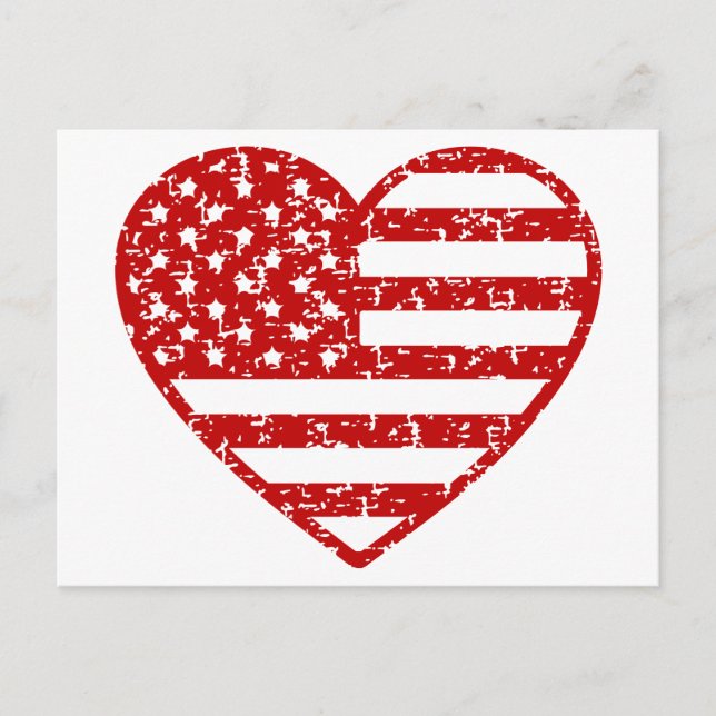Distressed American Flag Heart Postcard (Front)