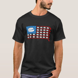 Distressed American Flag Hockey Patriotic 4th Of J T-Shirt