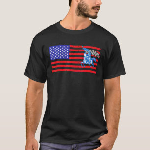 Distressed American Flag Horse 2 T-Shirt