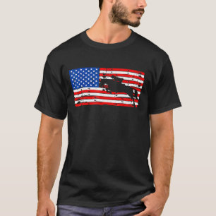 Distressed American Flag Horseback Riding Horse Jo T-Shirt