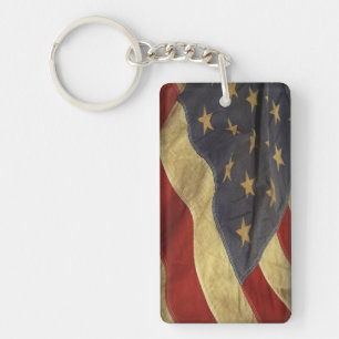 Distressed American Flag Key Ring