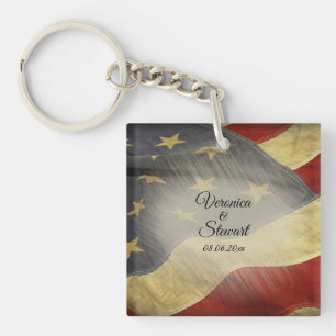 Distressed American Flag Key Ring