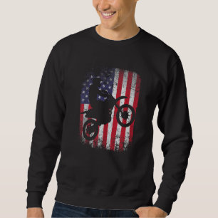 Distressed American Flag Motorcycle Biker Motocros Sweatshirt