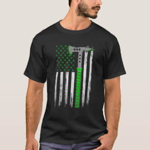 Distressed American Flag Mountain Climbing St Patr T-Shirt