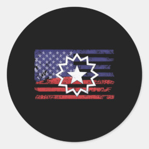 Distressed American Flag Of Juneteenth Red White B Classic Round Sticker