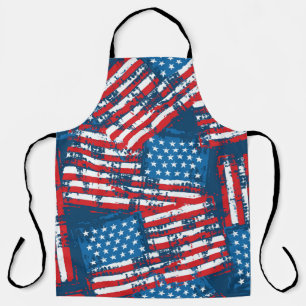 Distressed American Flag Painted Pattern Apron
