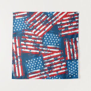 Distressed American Flag Painted Pattern Tapestry