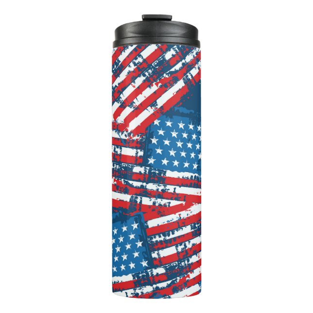 Distressed American Flag Painted Pattern Thermal Tumbler (Front)