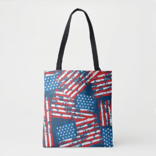 Distressed American Flag Painted Pattern Tote Bag