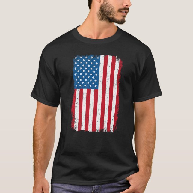 Distressed American Flag Patriotic America Us 4th  T-Shirt (Front)