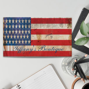 distressed american flag  Patriotic construction Business Card