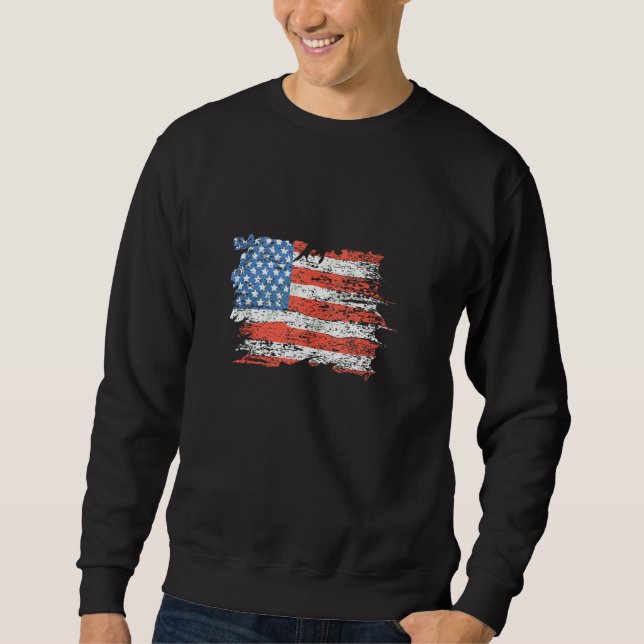 Distressed American Flag Patriotic Sweatshirt (Front)