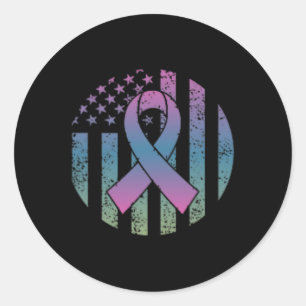 Distressed American Flag Pocket Metastatic Breast  Classic Round Sticker
