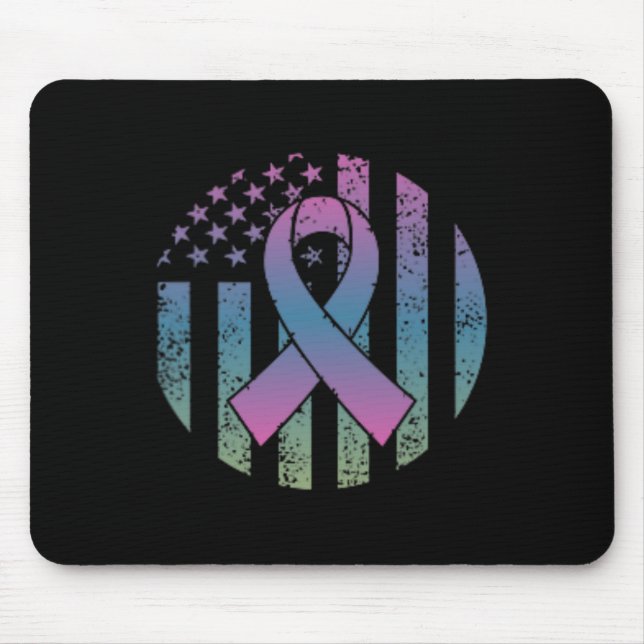 Distressed American Flag Pocket Metastatic Breast  Mouse Pad (Front)