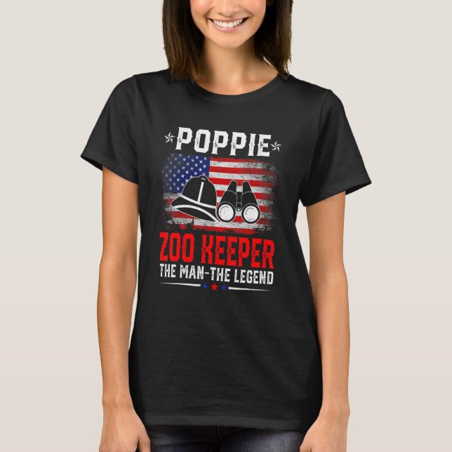 Distressed American Flag Poppie Zoo Keeper The Leg T-Shirt (Front)