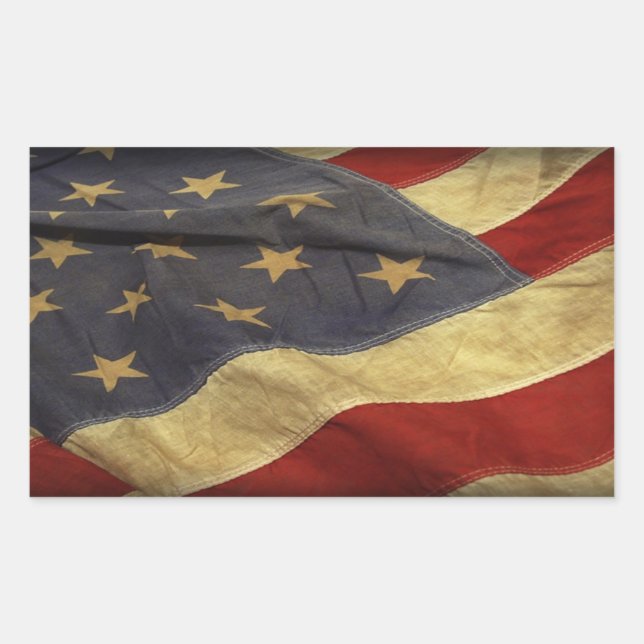 Distressed American Flag   Rectangular Sticker (Front)