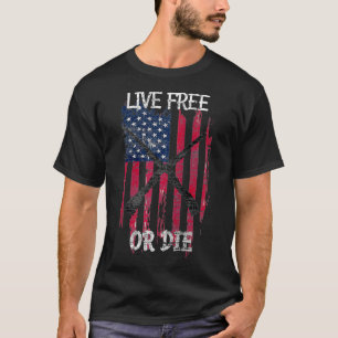 Distressed American Flag Rifle Live Free Or Die Pa T-Shirt