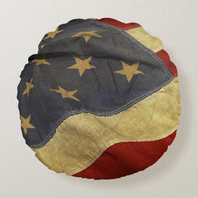 Distressed American Flag Round Cushion (Front)