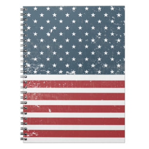 distressed american flag spiral notebook