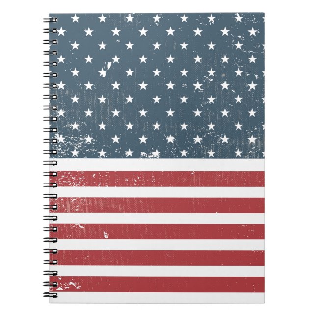 distressed american flag spiral notebook (Front)