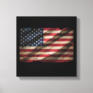 Distressed American Flag Square Canvas Print