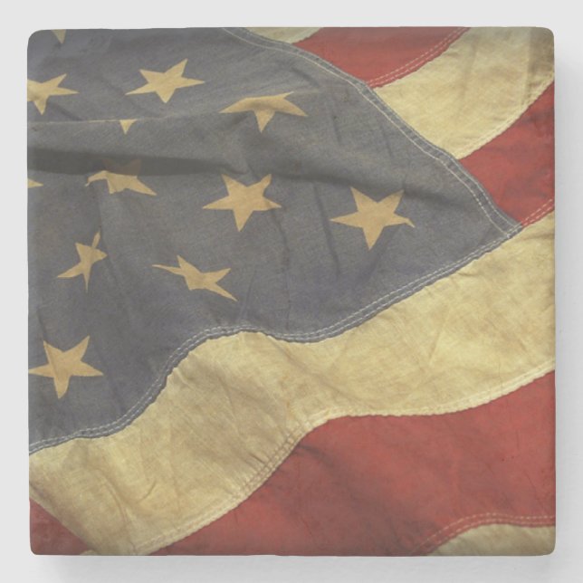 Distressed American Flag Stone Coaster (Front)