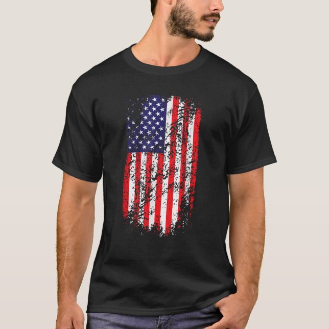 Distressed American Flag T Shirt Faded USA Flag (Front)