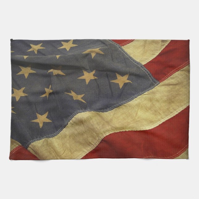 Distressed American Flag Tea Towel (Horizontal)
